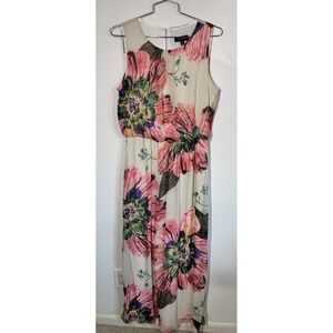 R&M Richards Women's Sleeveless Vibrant Floral Maxi Dress‎ Size 16 Cruise Resort